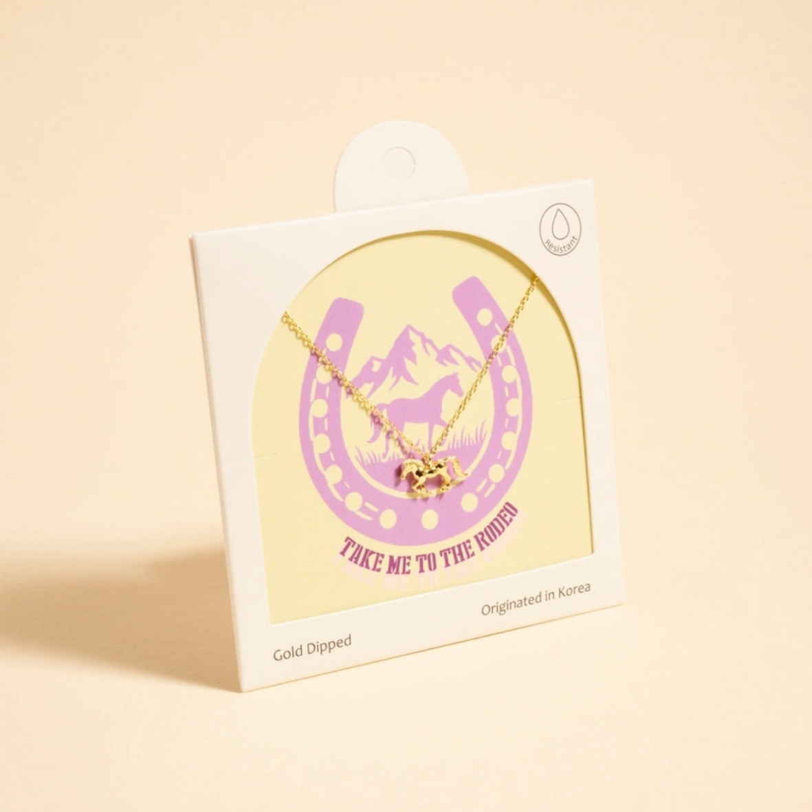 18K Gold Dipped Rodeo Horse Western Necklace