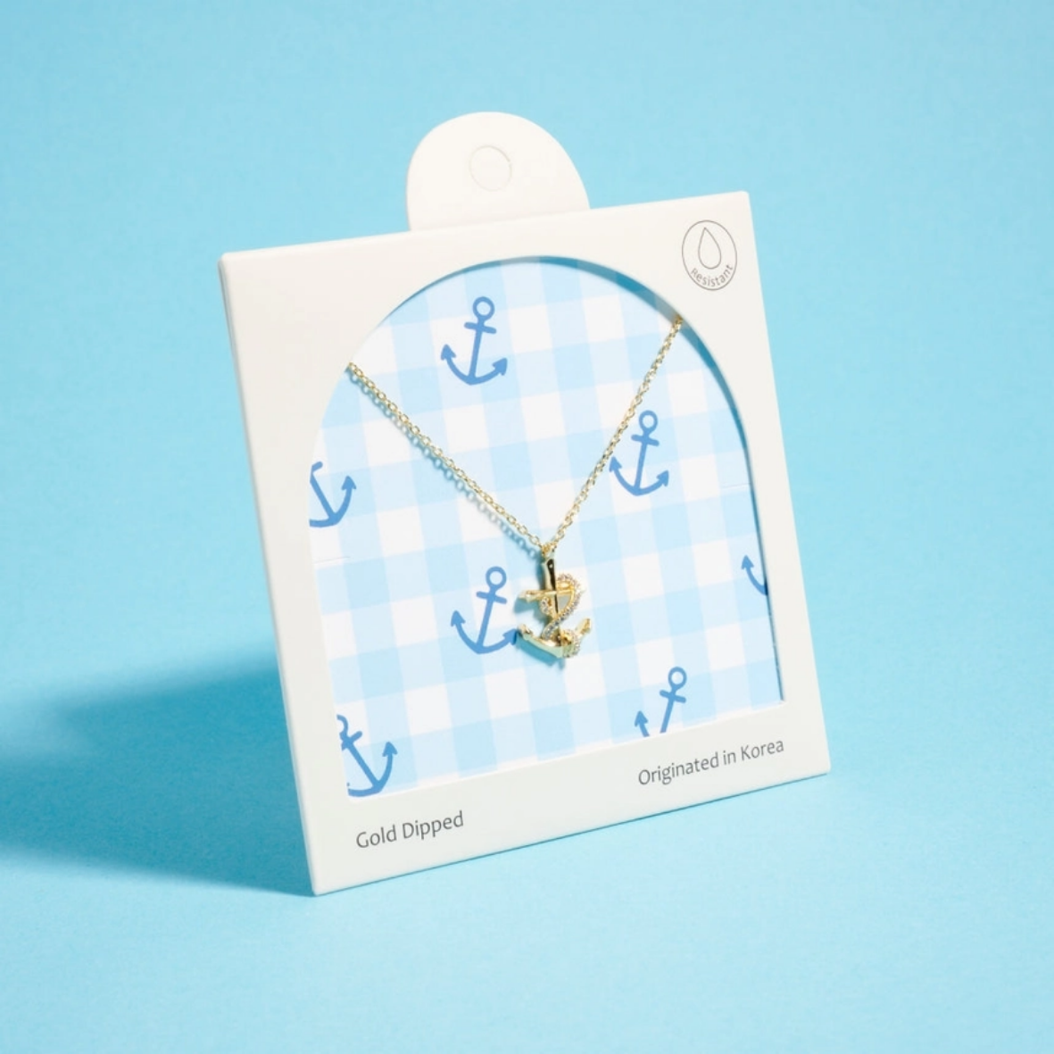 18K Gold Dipped Anchor Ship Boat Sealife Necklace