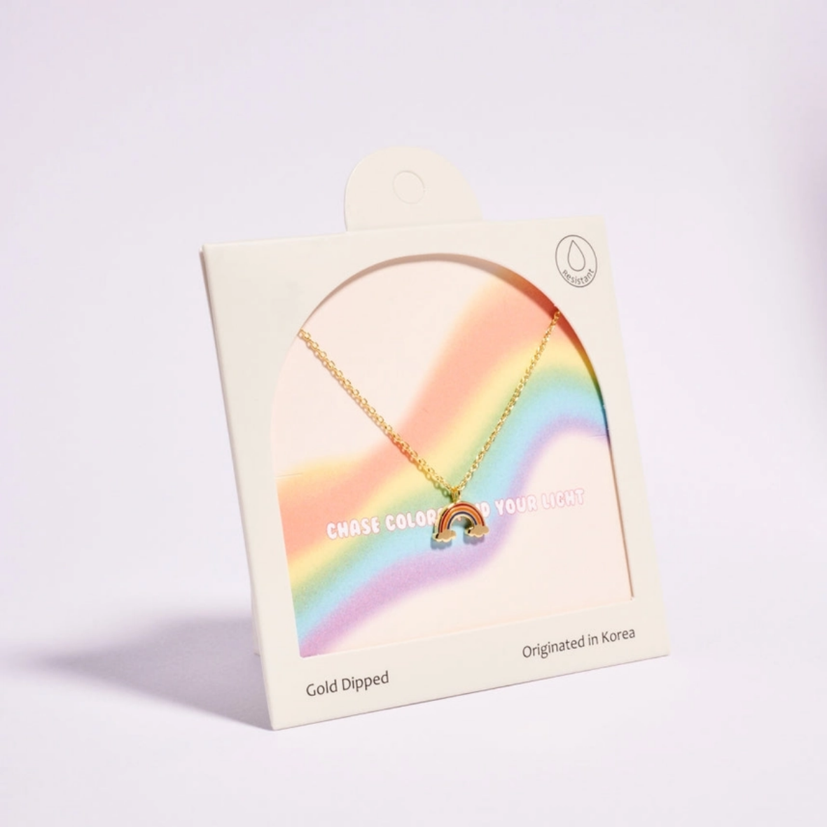 18K Gold Dipped Colorful Rainbow Necklace