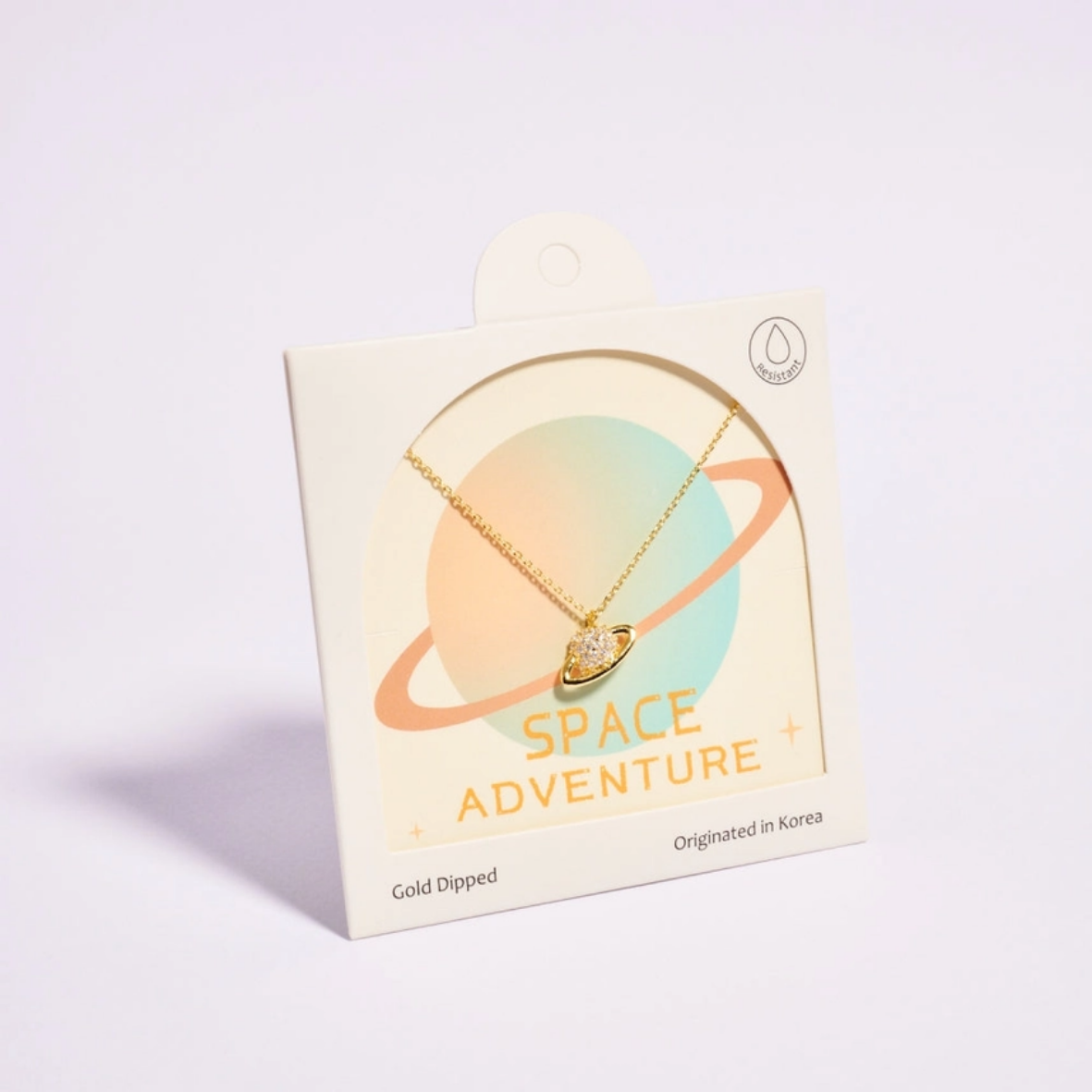 18K Gold Dipped Planet Saturn Space Necklace